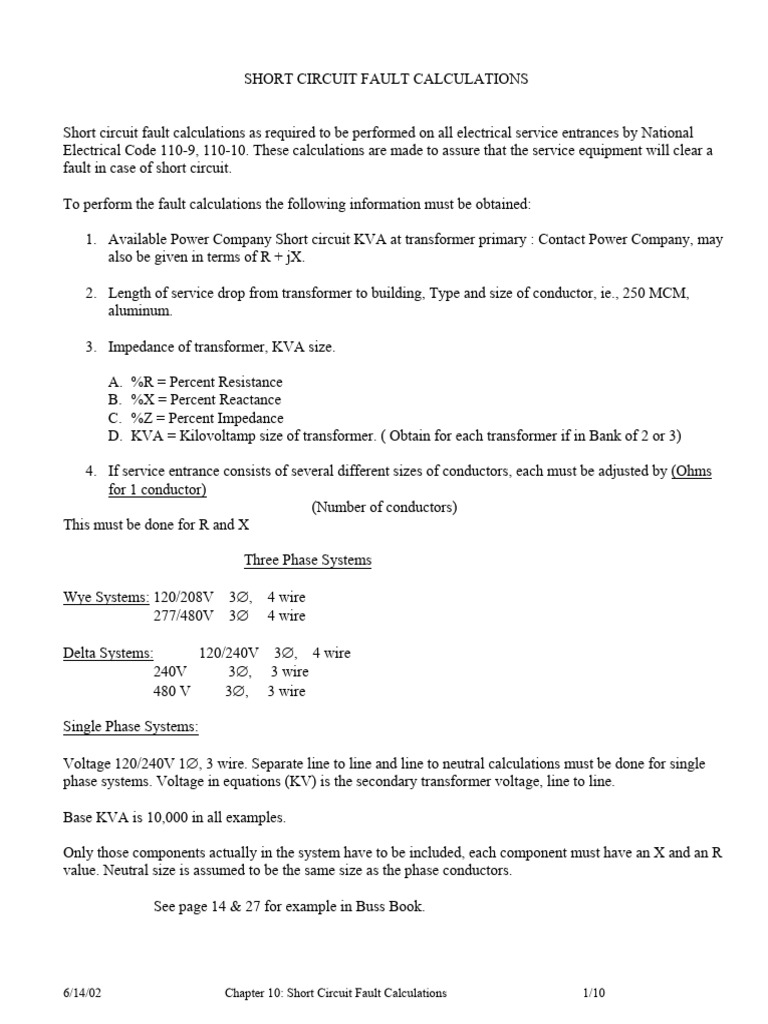 Short Circuit Fault Calculation Guide | PDF | Transformer | Electrical ...