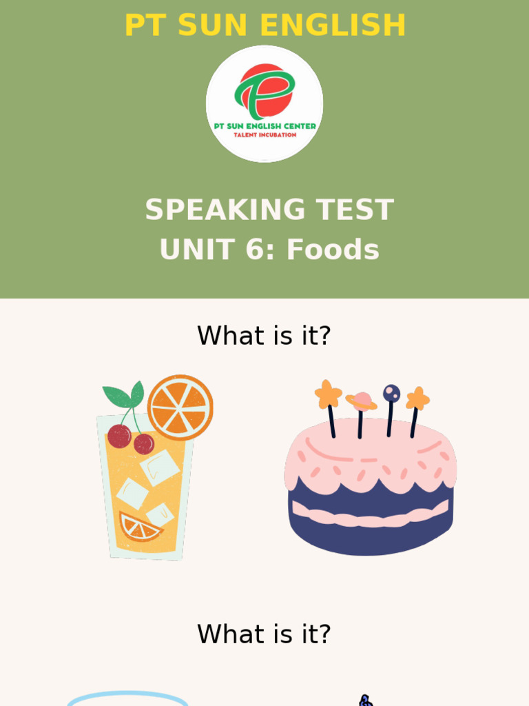 English Speaking Test: Unit 6 Foods | PDF