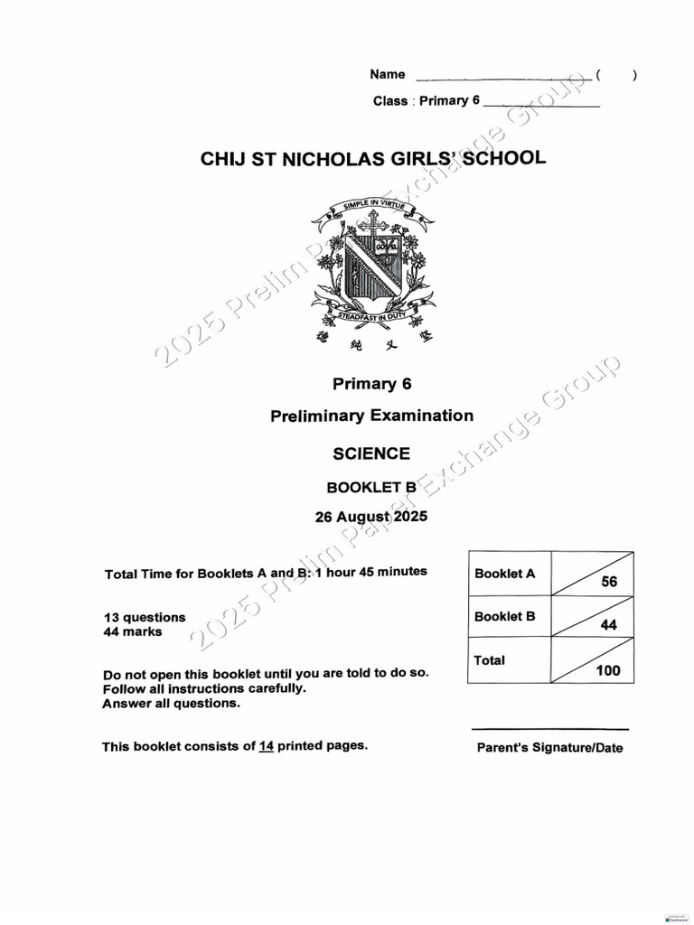 ST Nicks Prelim Science Paper 2 | PDF