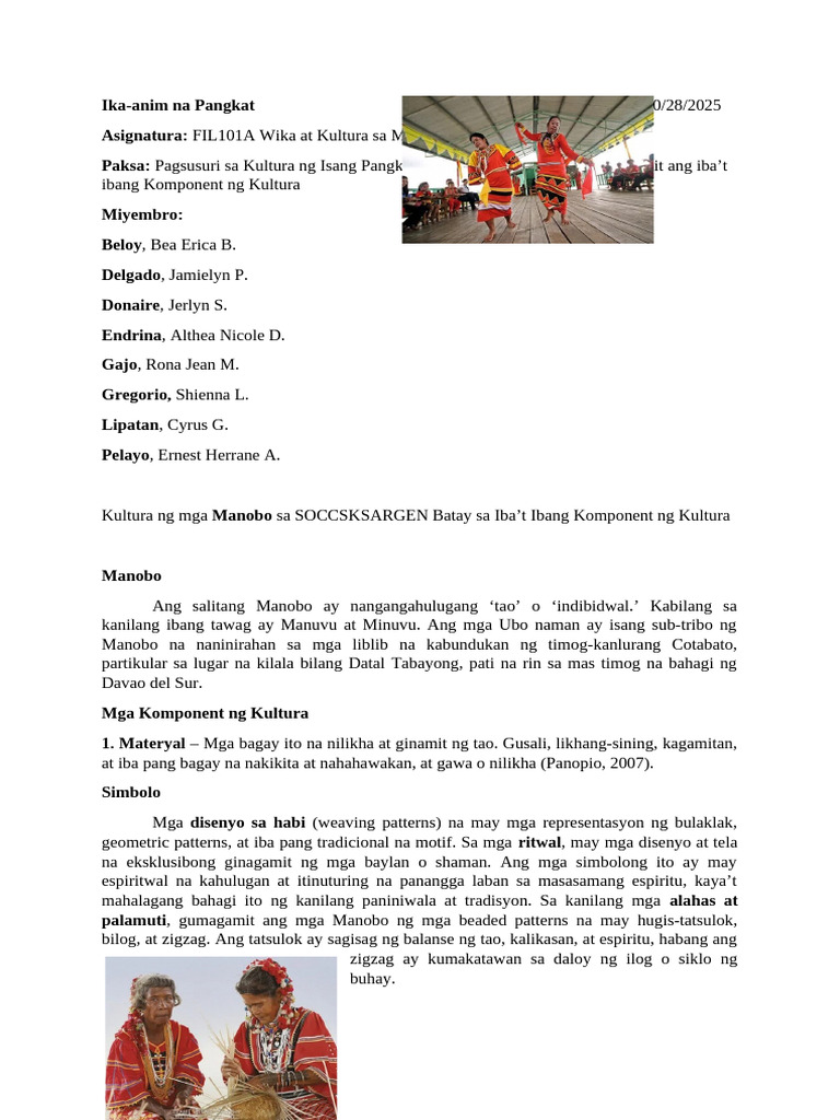 Manobo Culture | PDF