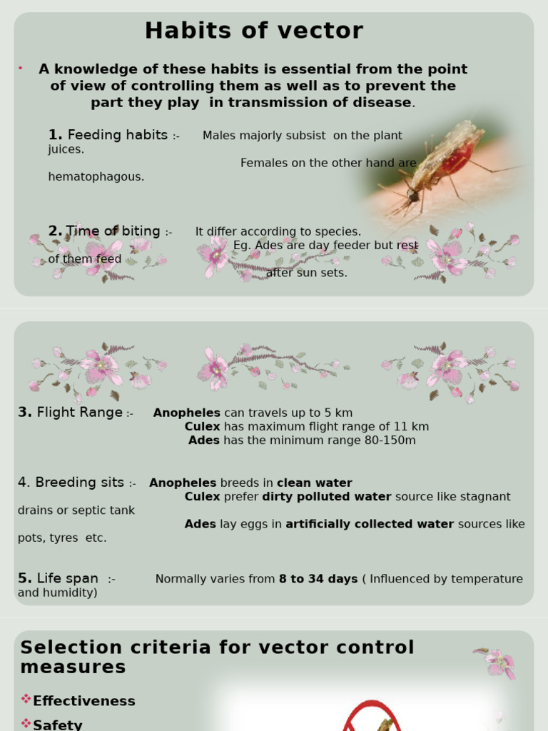 Mosquito Vector Habits and Control Methods | PDF