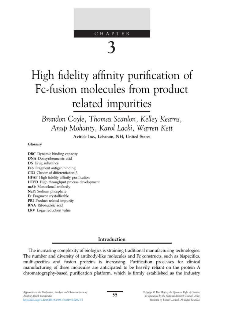 Chapter 3 High Fidelity Affinity Pu 2020 Approaches to the Purification ...