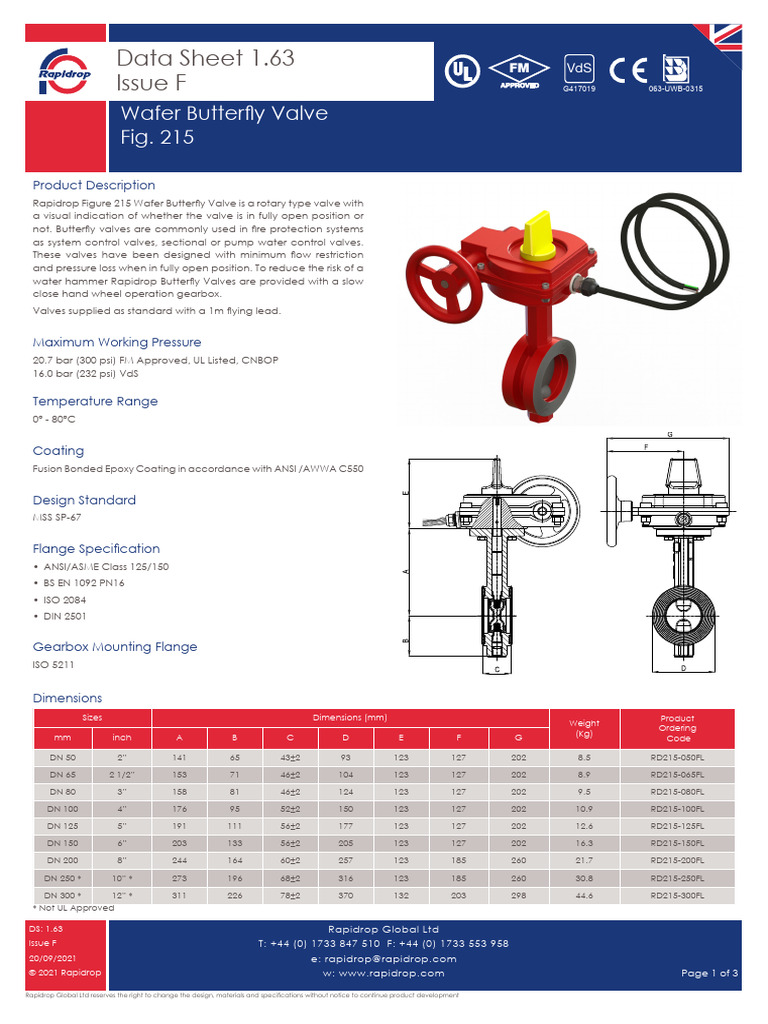 Wafer Butterfly Valve Data Sheet | PDF | Valve | Plumbing