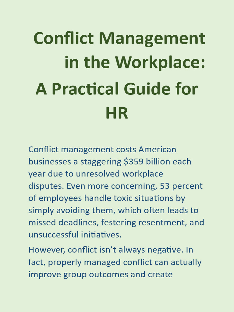 Conflict Management in The Workplace | PDF | Conflict Resolution ...