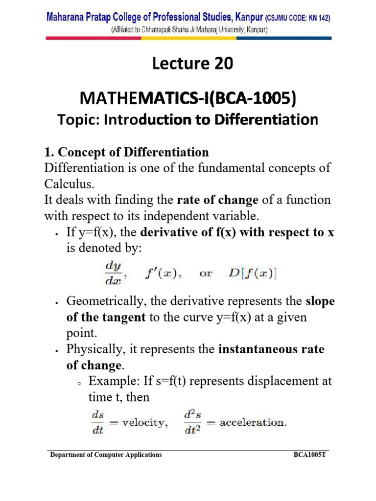 Understanding Differentiation in Calculus | PDF | Derivative | Function ...