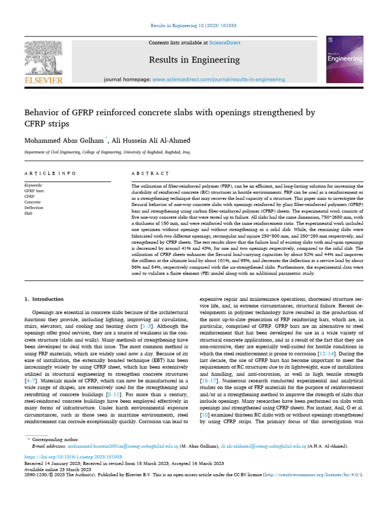 GFRP and CFRP in Concrete Slab Strengthening | PDF | Fracture ...