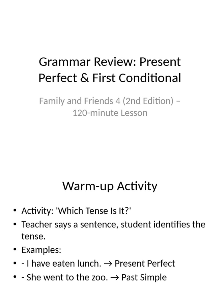 Grammar Review: Present Perfect & First Conditional | PDF