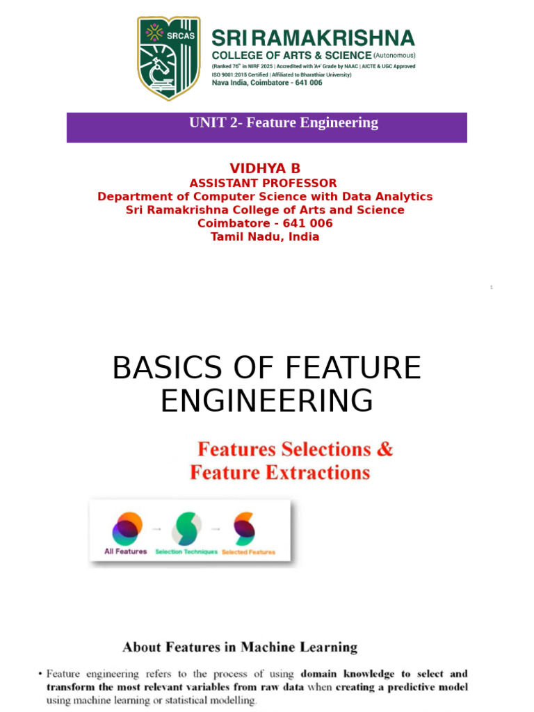 Machine Learning Feature Engineerin G - UNIT 2 | PDF