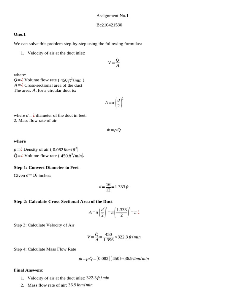 Fluid Dynamics Problem Solutions | PDF | Flow Measurement | Physical ...