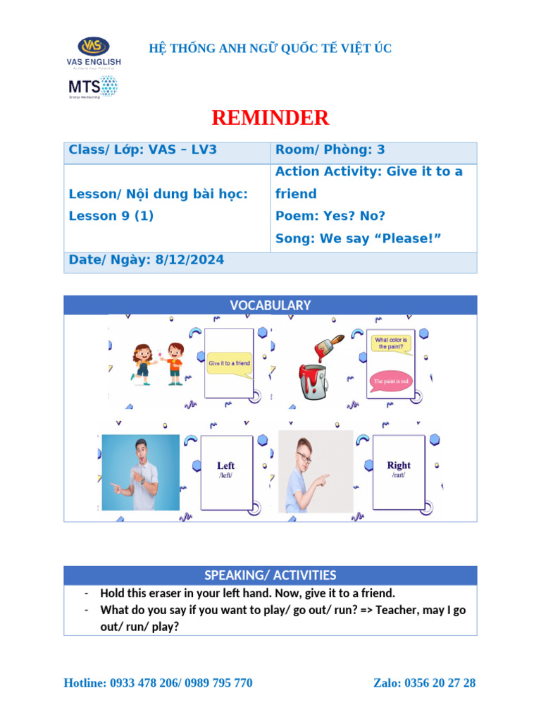 LV3's Reminder 8 Dec | PDF