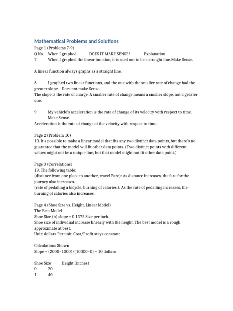 Linear Function Assignment | PDF | Derivative | Velocity