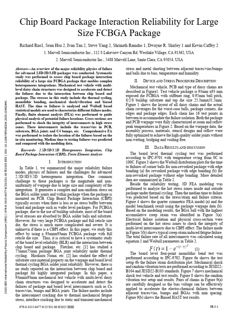 FCBGA Package Interaction Reliability Study | PDF | Mechanical ...