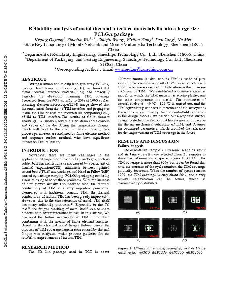 Metal TIM Reliability in FCLGA Packages | PDF | Fatigue (Material ...