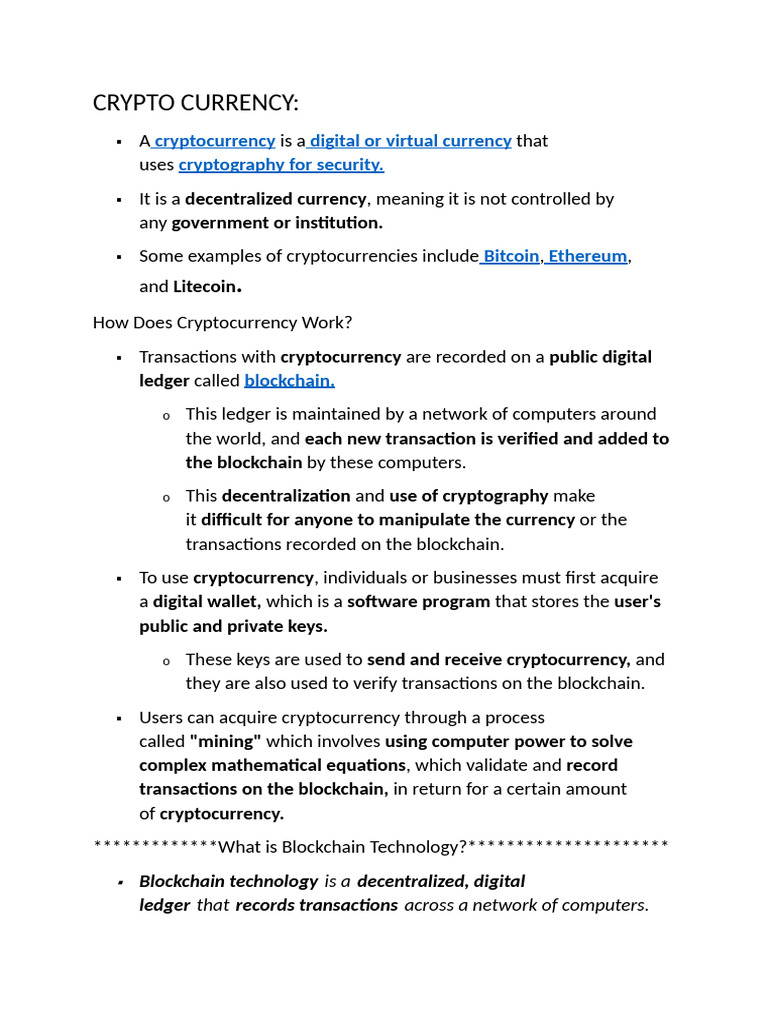 Crypto Currency | PDF | Cryptocurrency | Bitcoin