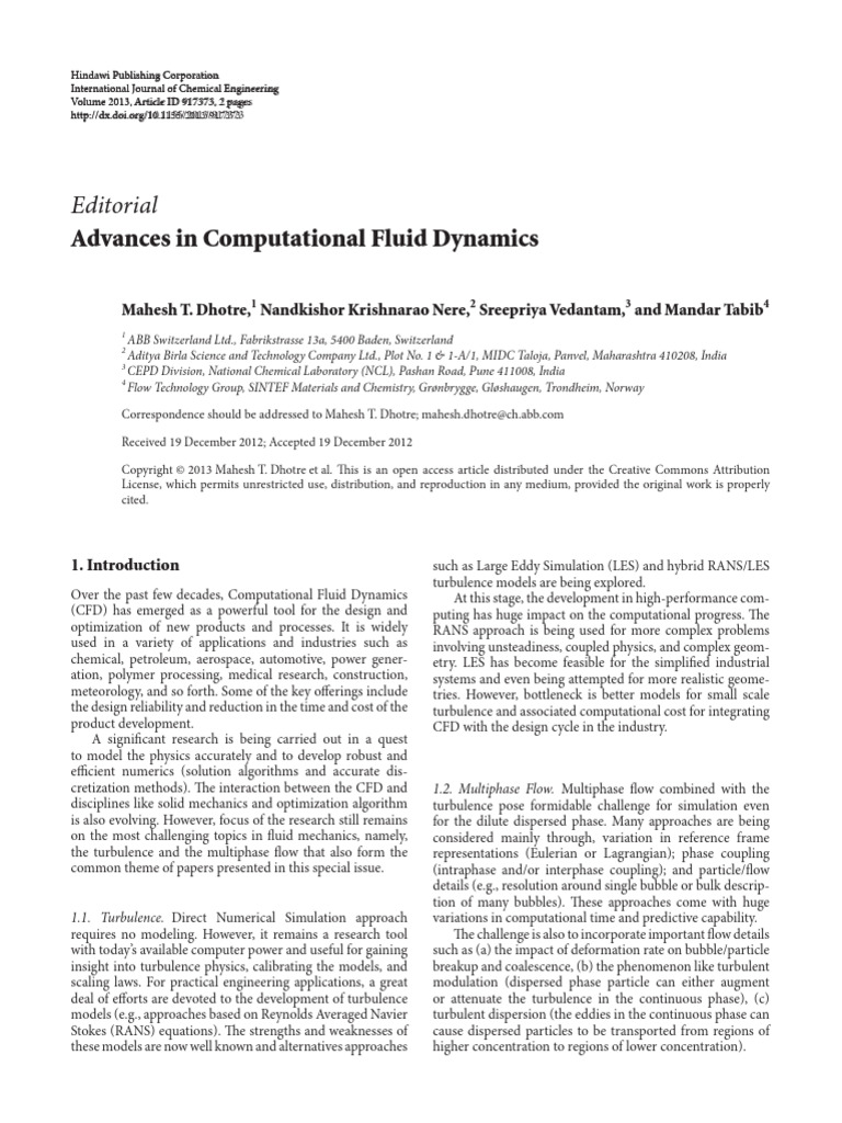 Advances in CFD | PDF | Computational Fluid Dynamics | Turbulence