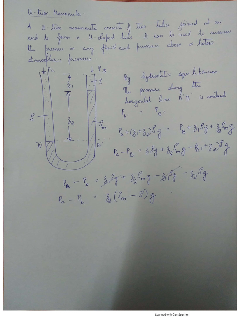 Manometers Notes | PDF