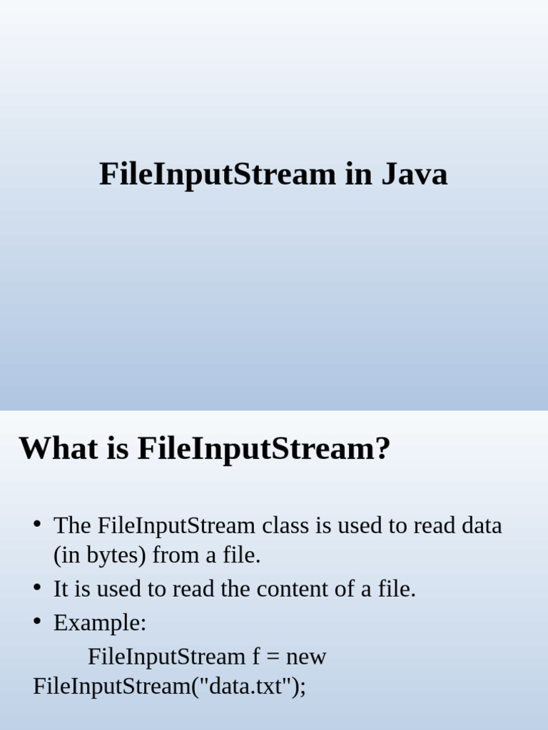 Understanding FileInputStream in Java | PDF