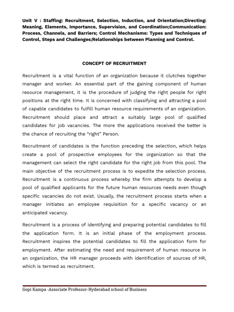 Unit 5 – PPOM | PDF | Recruitment | Labour Economics