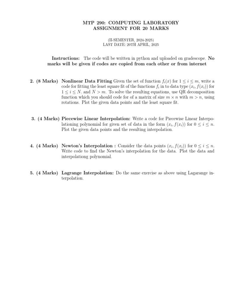 MTP 290 Python Lab Assignment Guide | PDF