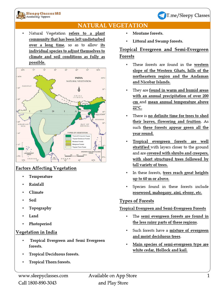 Types of Natural Vegetation in India | PDF | Mangrove | Wetland