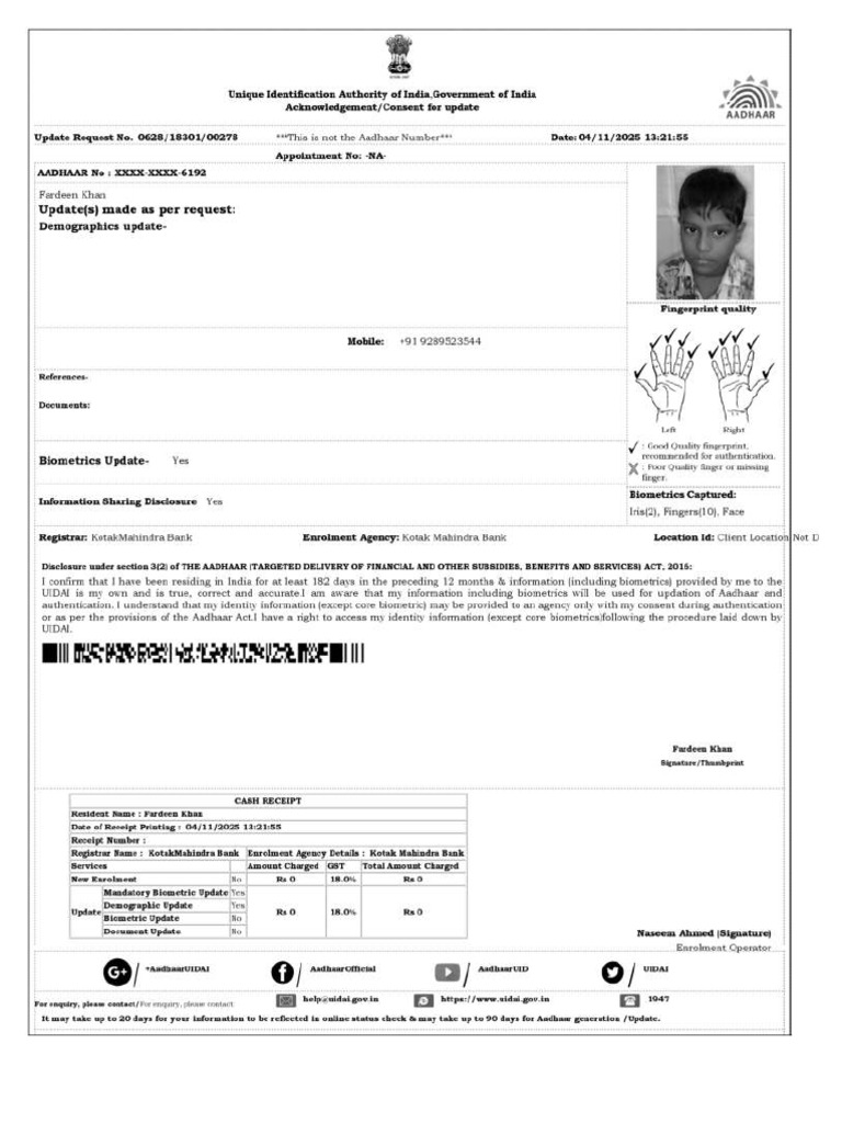 Fardeen Khan Enrol Form | PDF