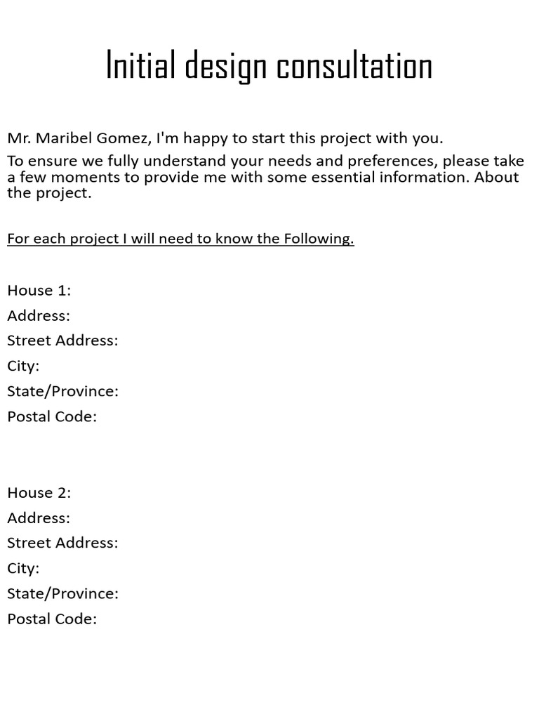 Initial Design Consultation | PDF