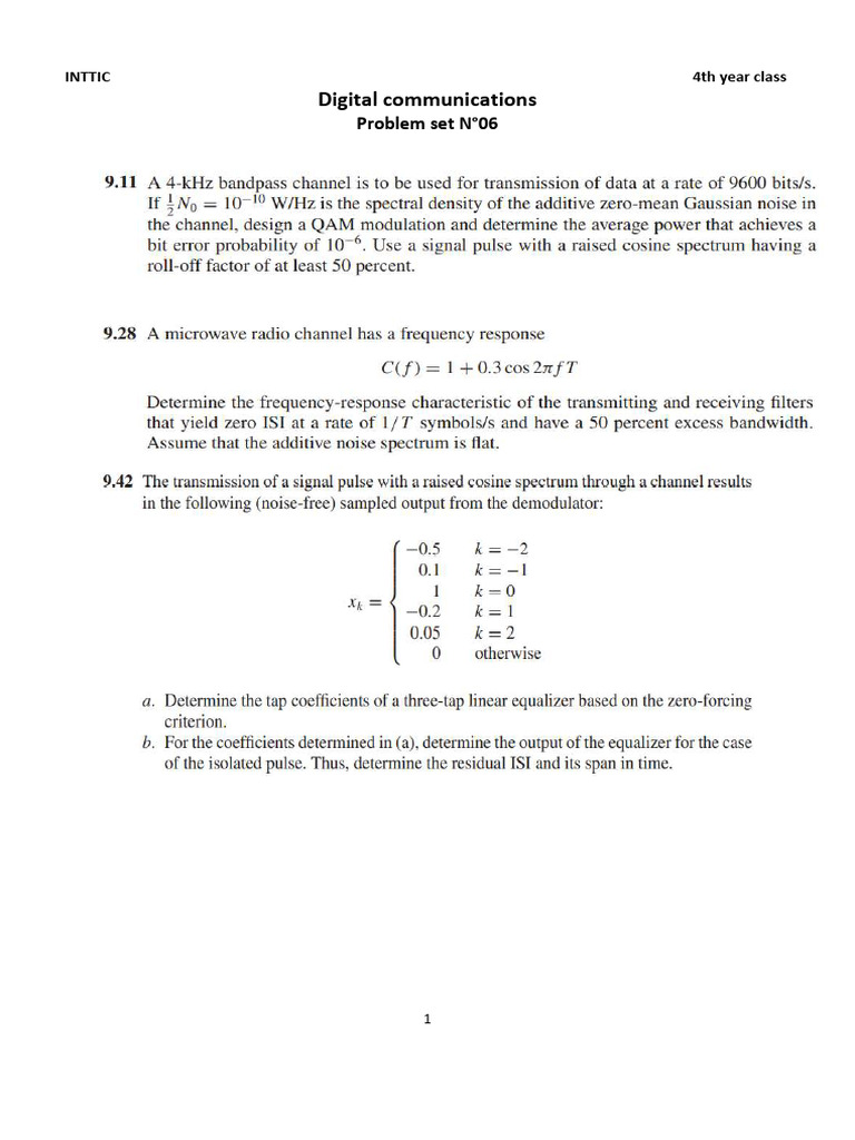 Digital Communications Problem Set 06 | PDF