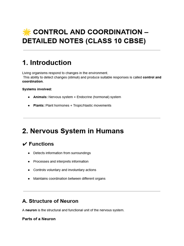C and C notes | PDF | Axon | Hormone