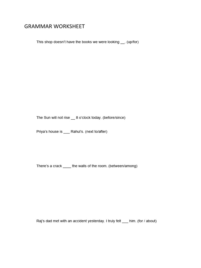 Grammar Worksheet 14 | PDF