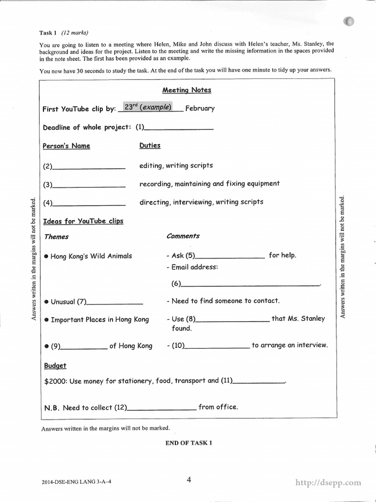 2014 Dse Eng Paper 3a | PDF