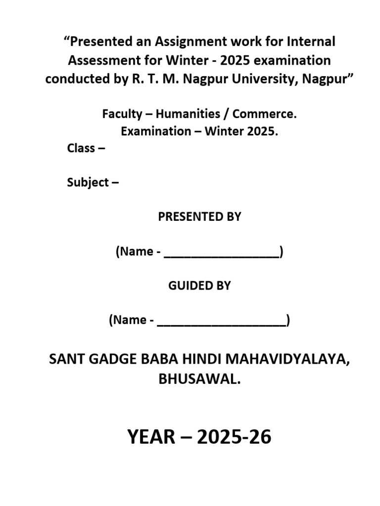 Winter 2025 Internal Assessment Assignment | PDF