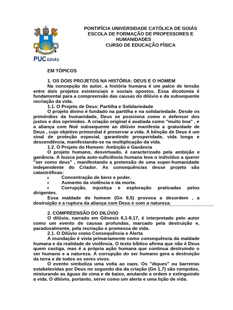 Projetos de Deus e do Homem na História | PDF | Mito do Dilúvio | Noé