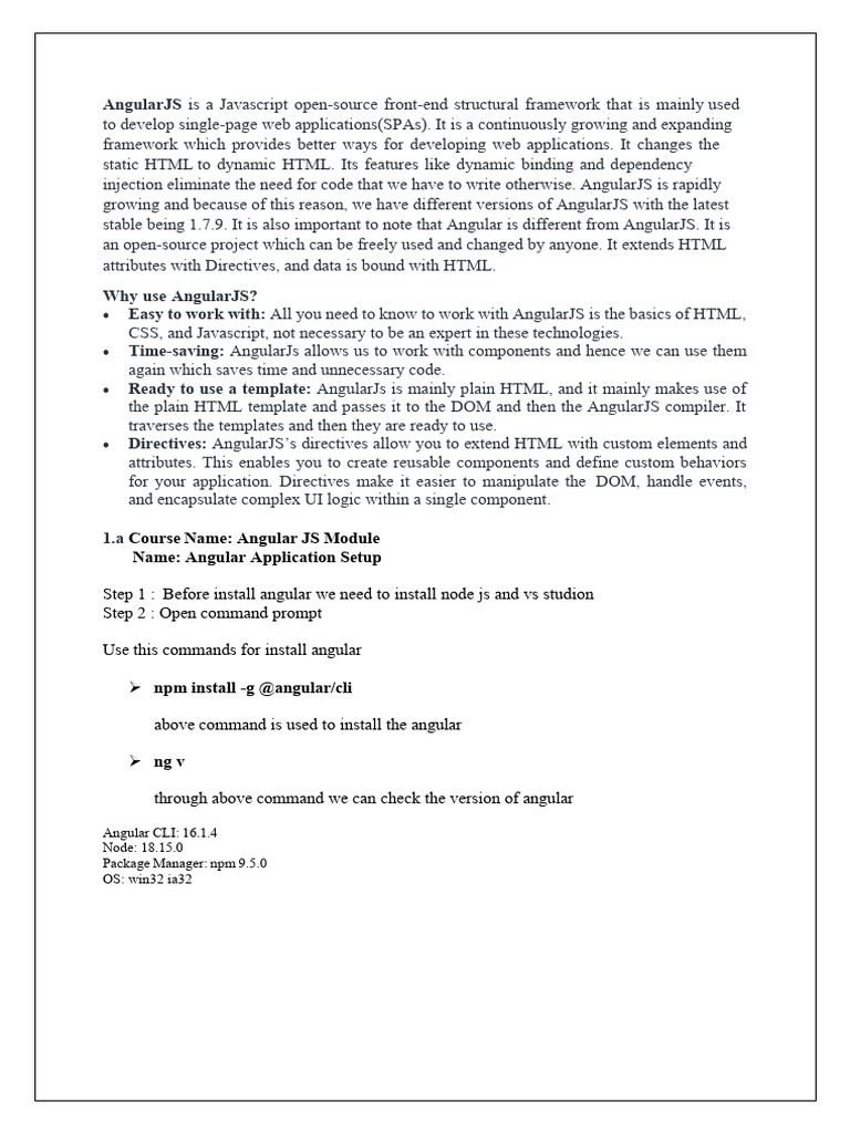AngularJS Framework Overview and Setup Guide | PDF | Angular Js ...