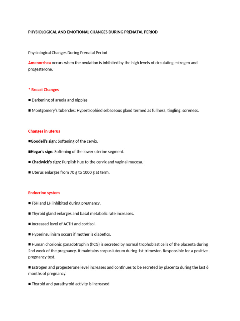 Physiological Changes | PDF | Pregnancy | Uterus
