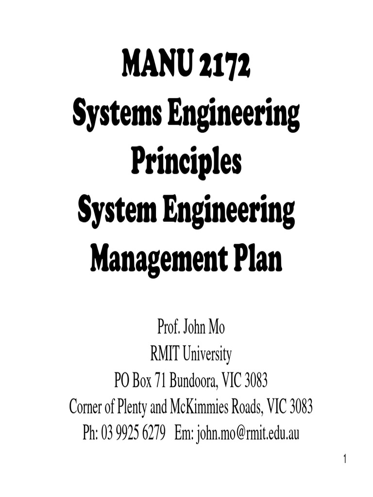 Systems Engineering Management Plan Guide | PDF | Systems Engineering ...