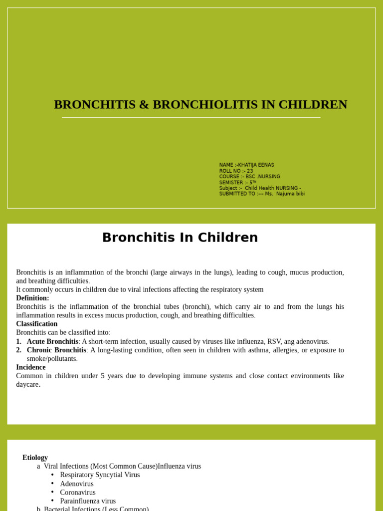 Bronchitis and Bronchiolitis in Children | PDF | Bronchitis ...