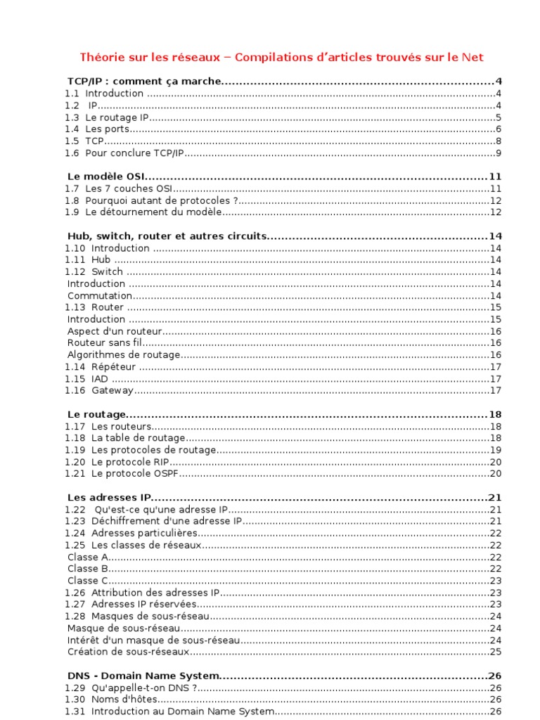 Théorie des réseaux et TCP/IP | PDF | Routage | Commutateur réseau