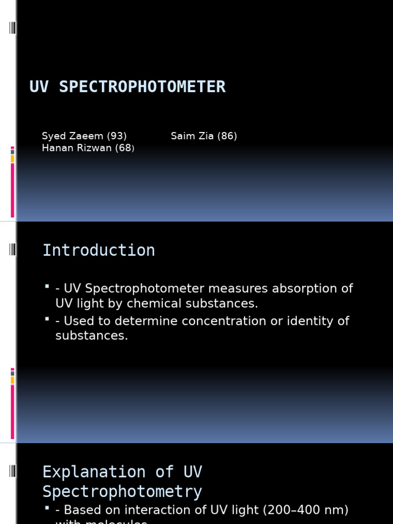 UV Spectrophotometer in Pharmacy Analysis | PDF
