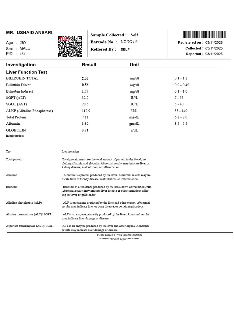 Liver Function Test Results Summary | PDF | Alanine Transaminase ...