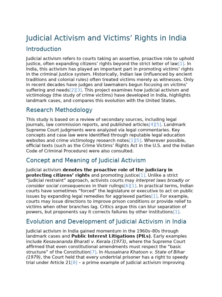 Judicial Activism & Victims' Rights in India | PDF | Victimology ...