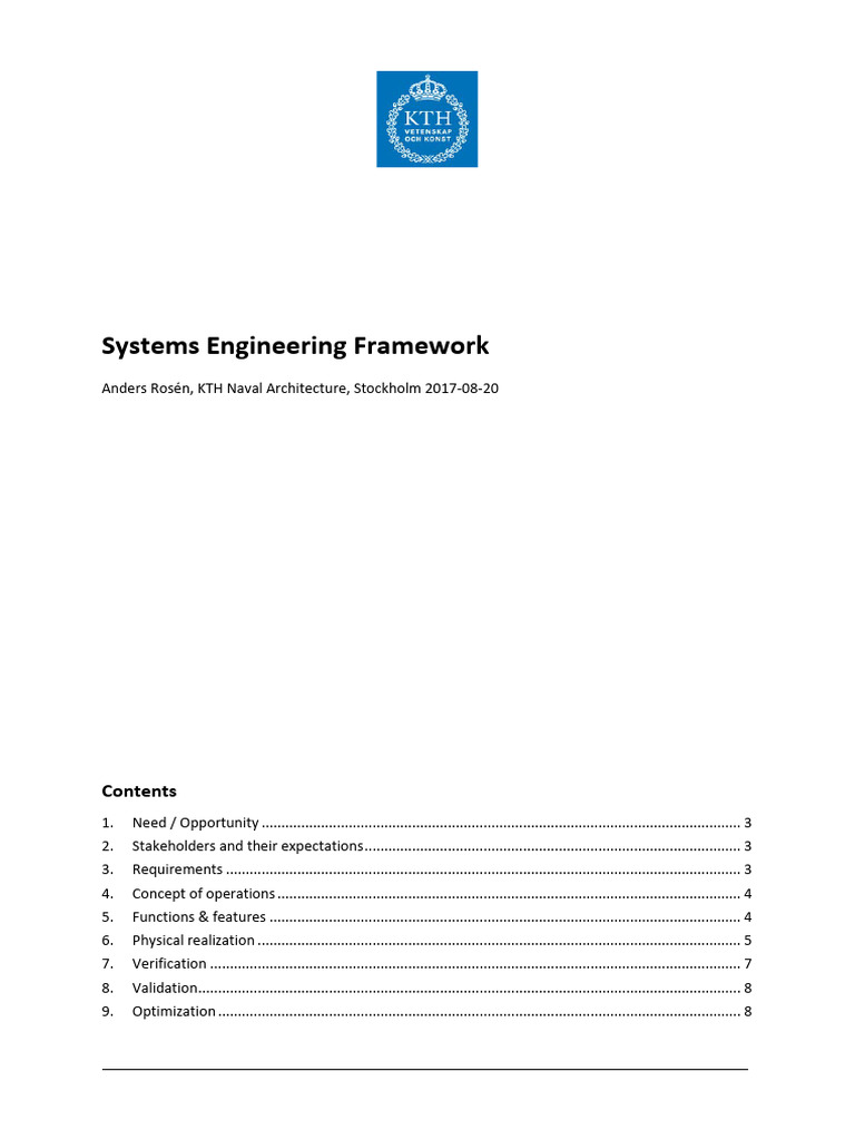Rosén2017b - Systems Engineering Framework - v5 | PDF | Ships | System
