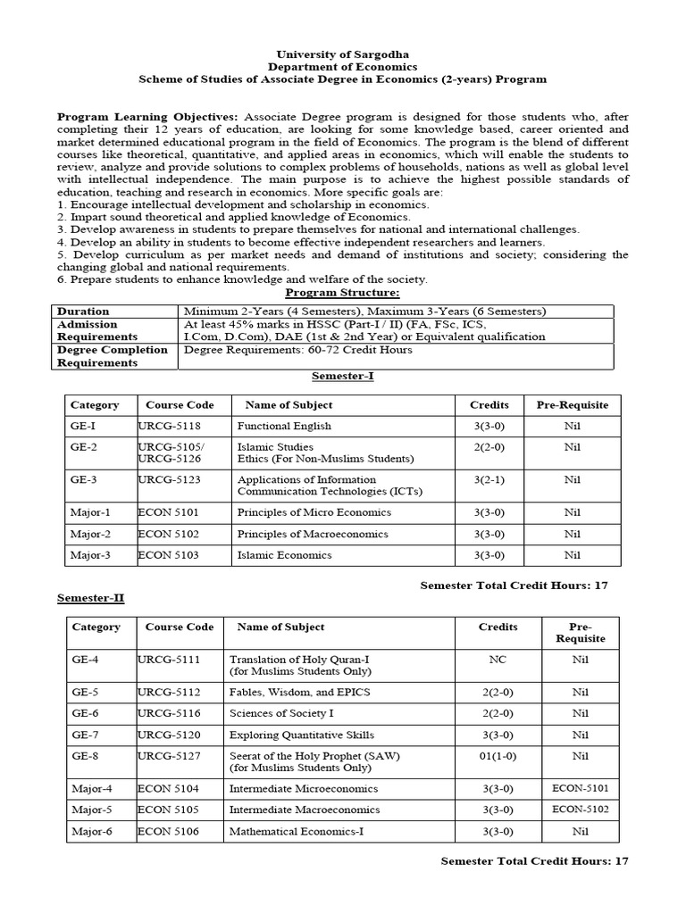 Associate Degree in Economics Overview | PDF | Macroeconomics ...