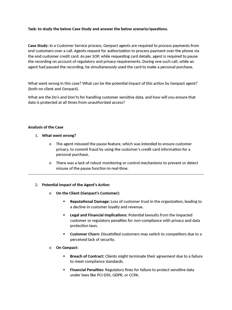 Genpact Case Study: Data Protection Failures | PDF | Authentication ...