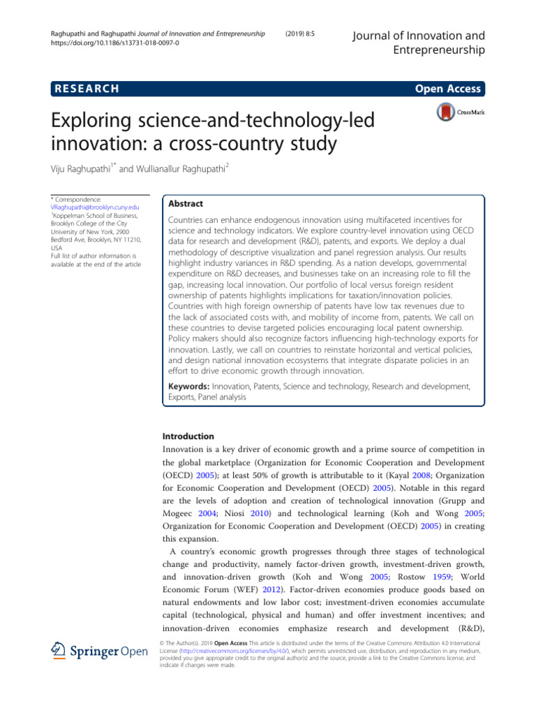 Exploring Science and Technology Led Innovation A Cross Country Study ...