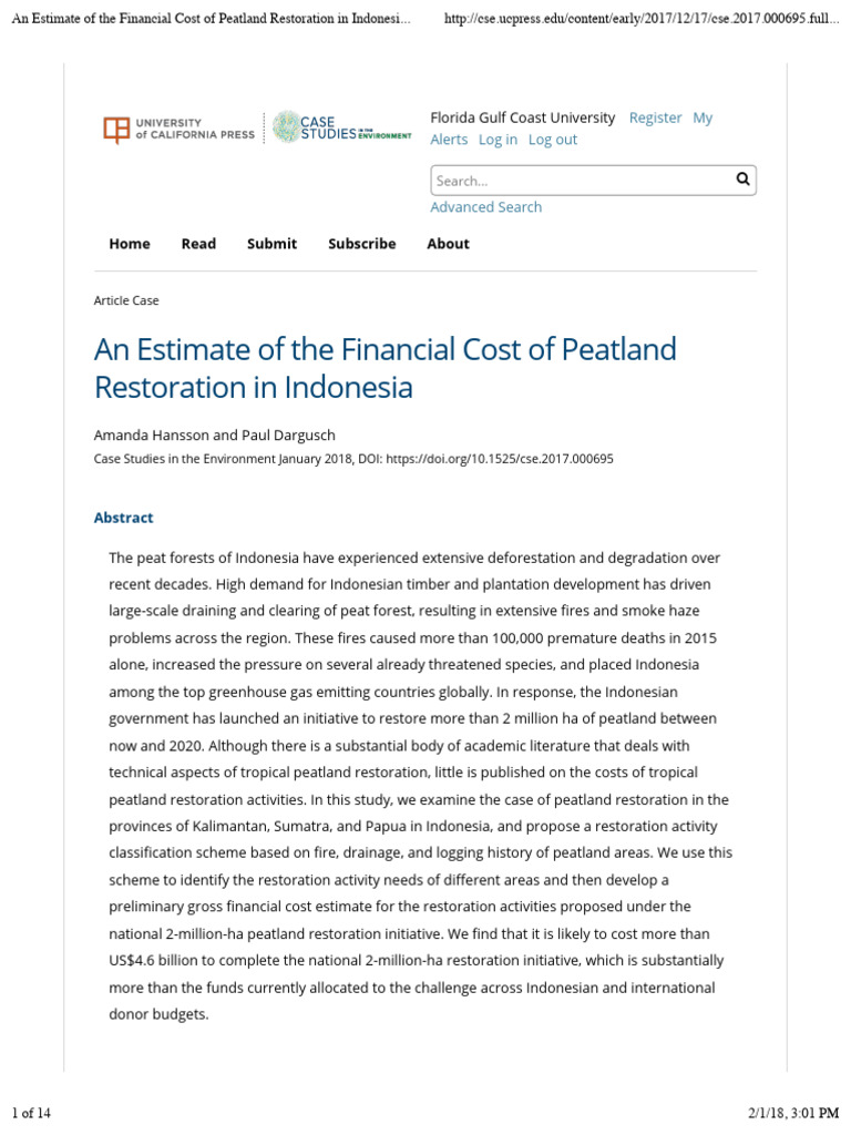 Financial Cost of Peatland Restoration | PDF | Peat | Environmental ...