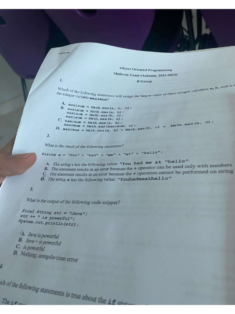 OOP Exam 1 | PDF