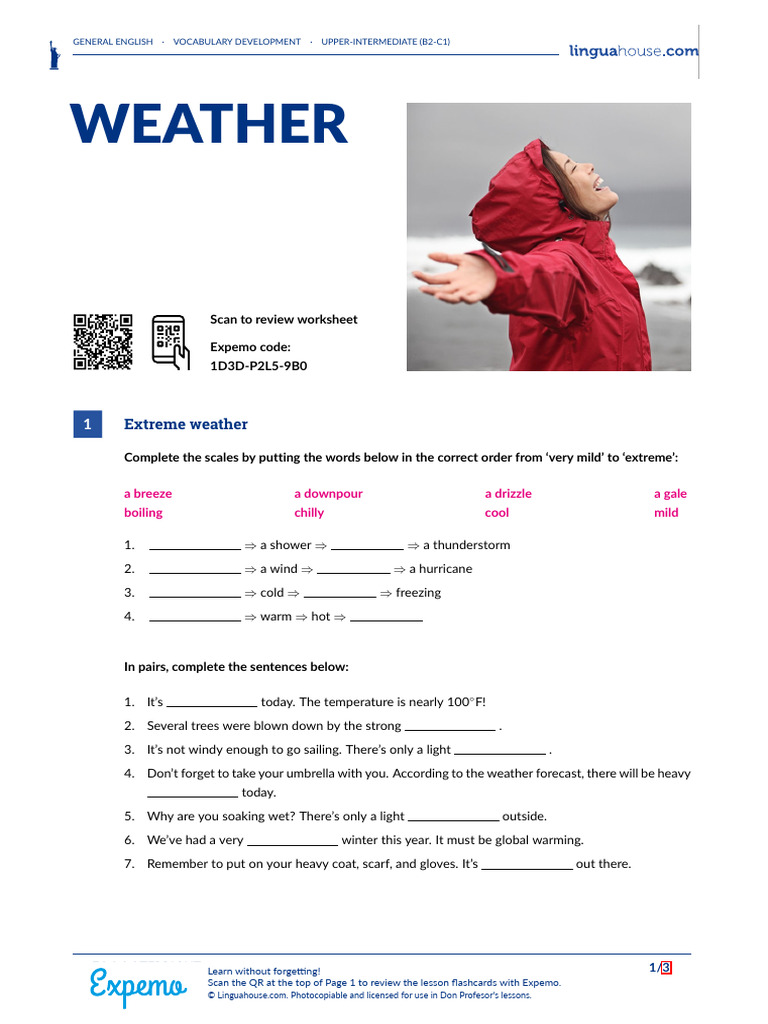 Weather Vocabulary for Upper-Intermediate Learners | PDF | Weather | Rain