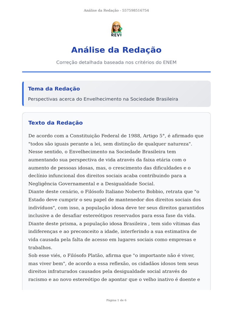 Análise da Redação sobre Envelhecimento | PDF | Envelhecimento ...