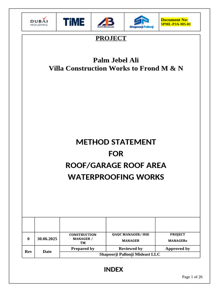 Waterproofing Method Statement for Villas | PDF | Quality Assurance ...