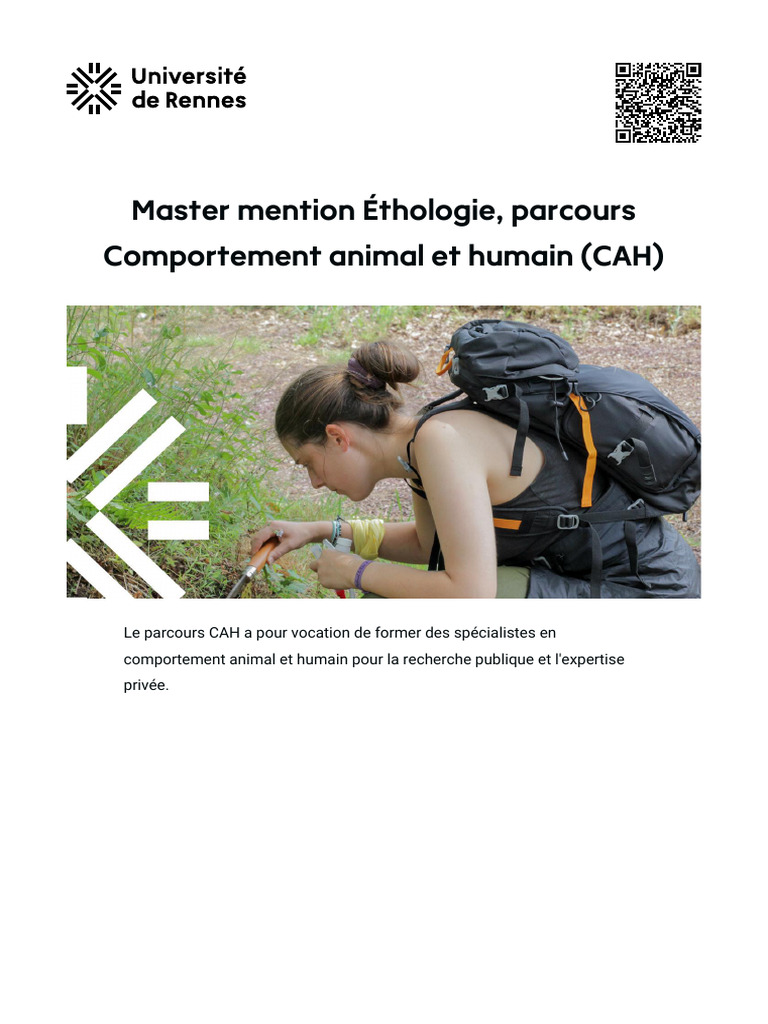 Master Éthologie Comportement CAH PDF Éthologie Psychologie — free download